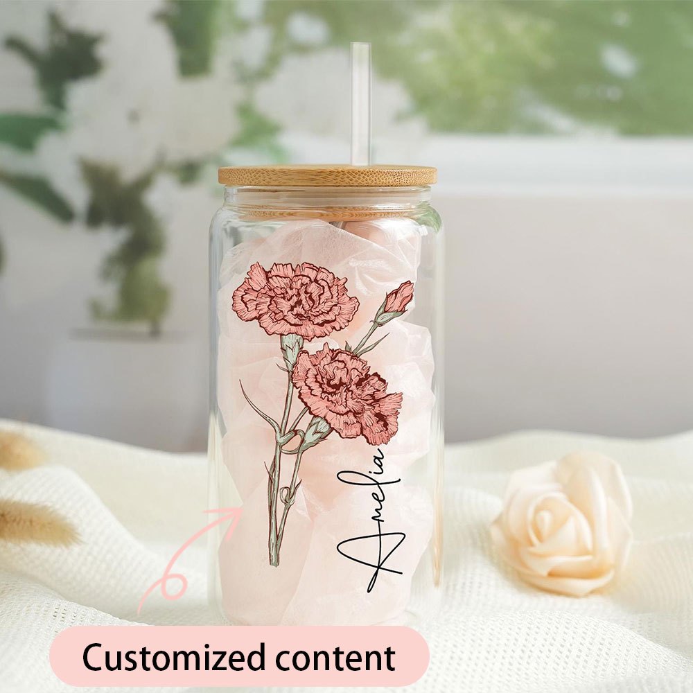 Personalized Birth Flower Glas - огляд і ціна Coffee Equipment With Name