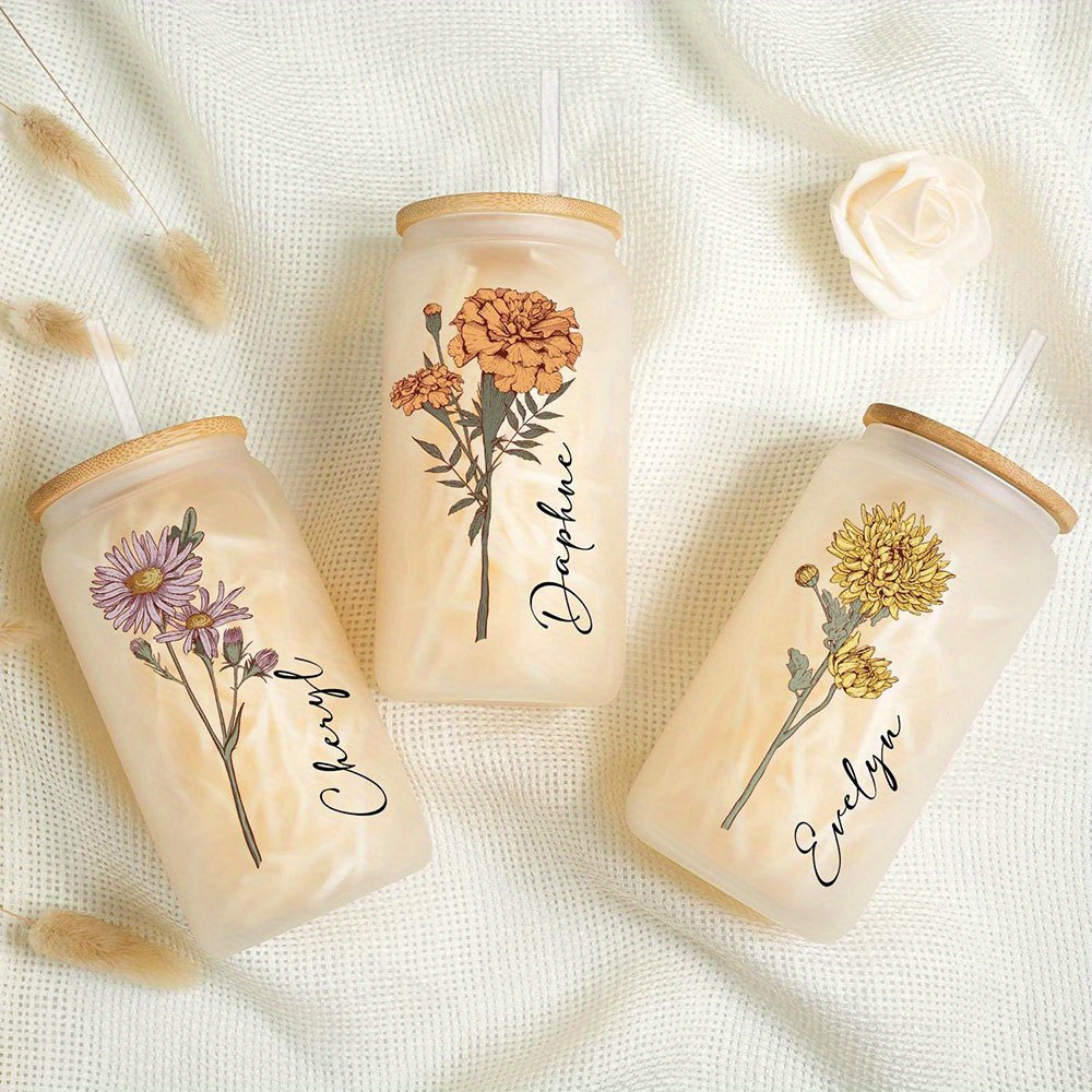 Personalized Birth Flower Glas - огляд і ціна Coffee Equipment With Name