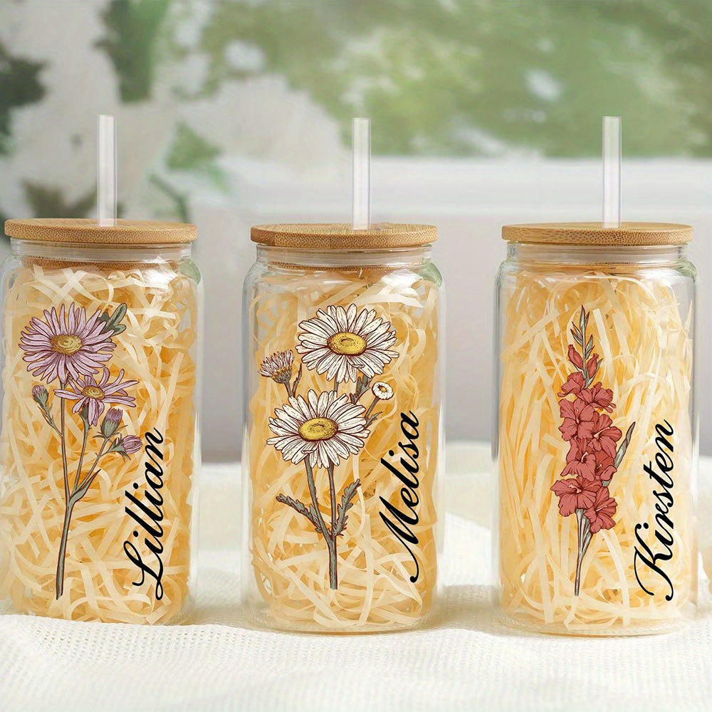 Personalized Birth Flower Glas - огляд і ціна Coffee Equipment With Name