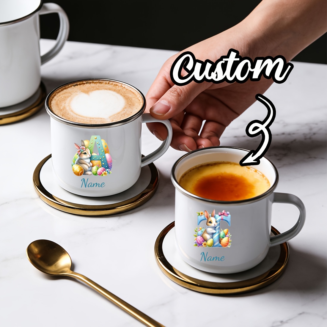 Personalized Mug Floral Initia - огляд і ціна Coffee Equipment With Name