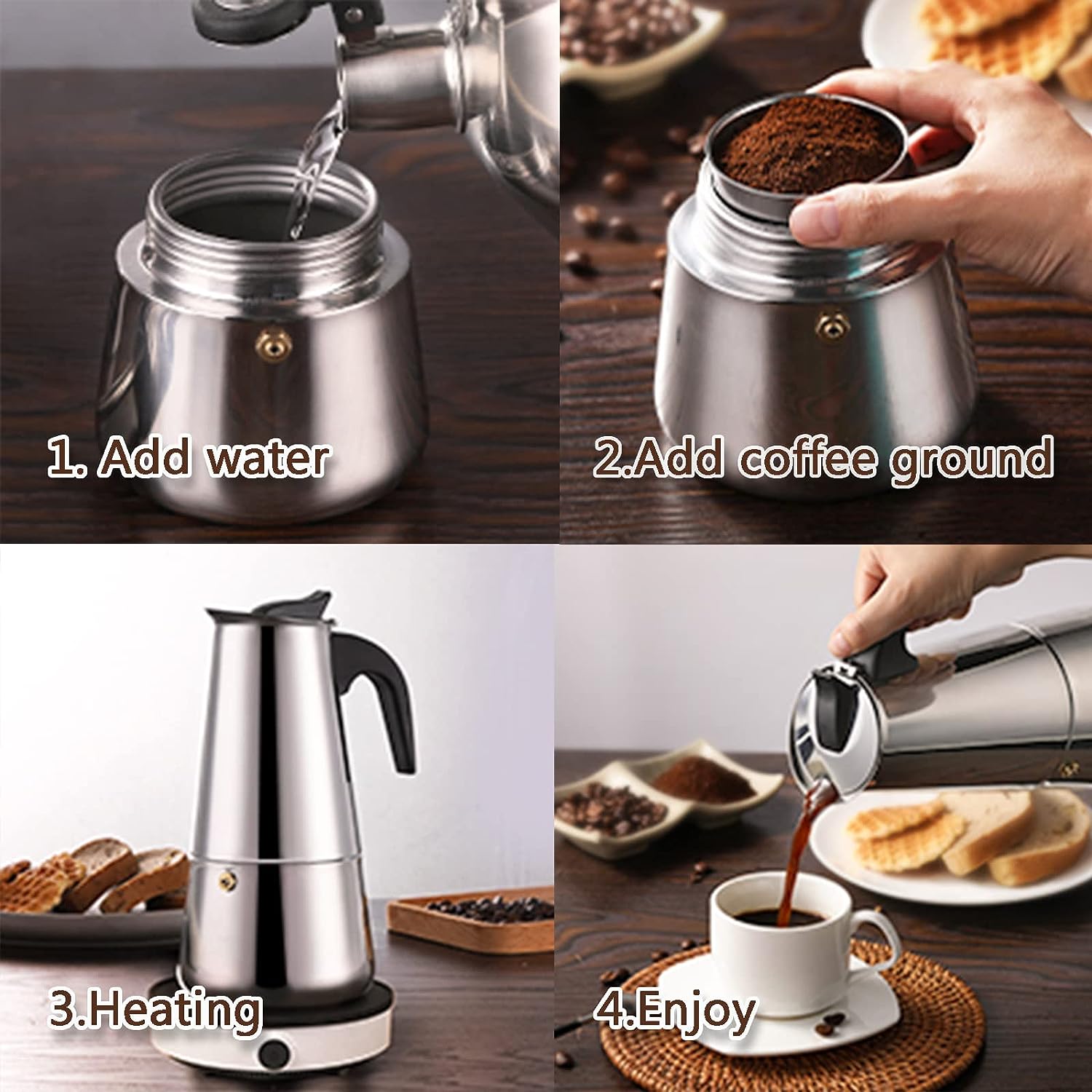 4/6/9 Cups Moka Pot Caffe Mach - огляд і ціна Coffee Equipment Accessories