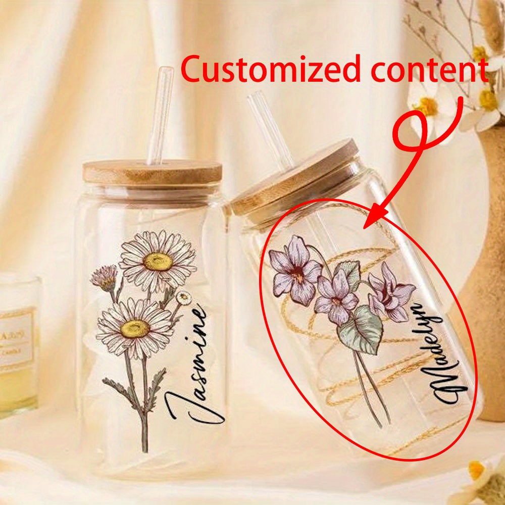 Personalized Floral Daisy Glas - огляд і ціна Coffee Equipment With Name