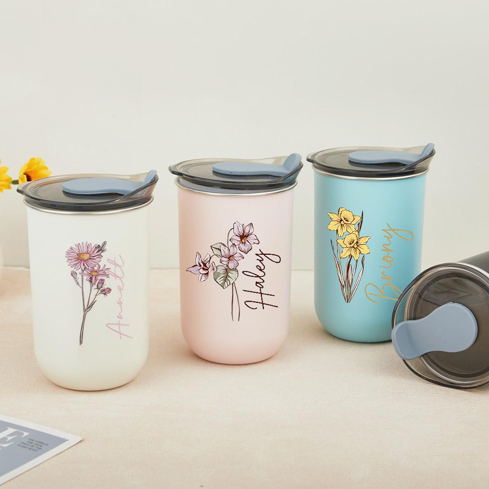 Custom Birth Flower Stainless  - огляд і ціна Coffee Equipment With Name